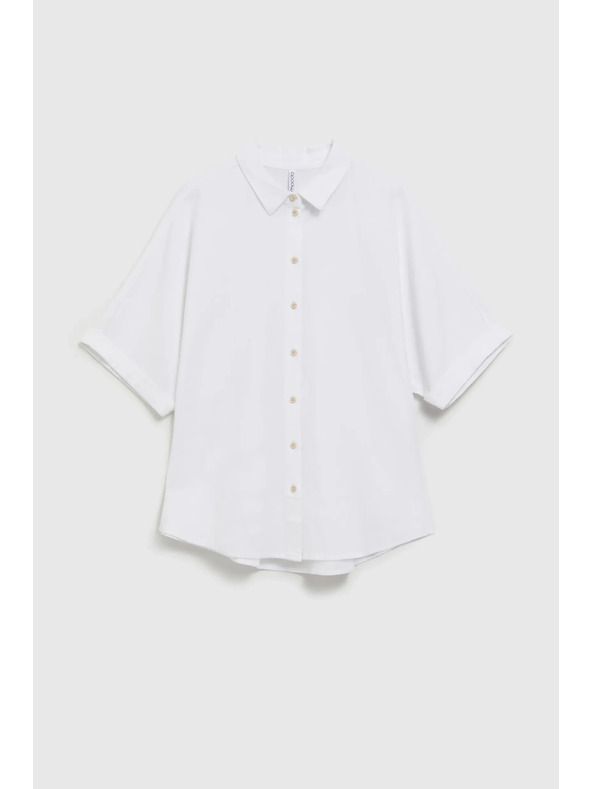 Moodo Bela srajca s kratkimi in širokimi rokavi Moodo