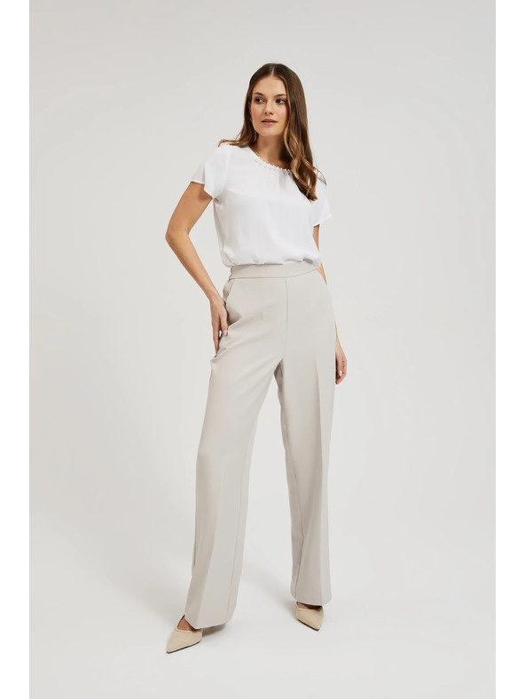 Moodo Bela srajca okrašena z biseri na izrezu Moodo