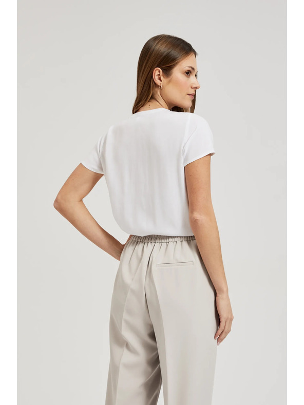 Moodo Bela srajca okrašena z biseri na izrezu Moodo