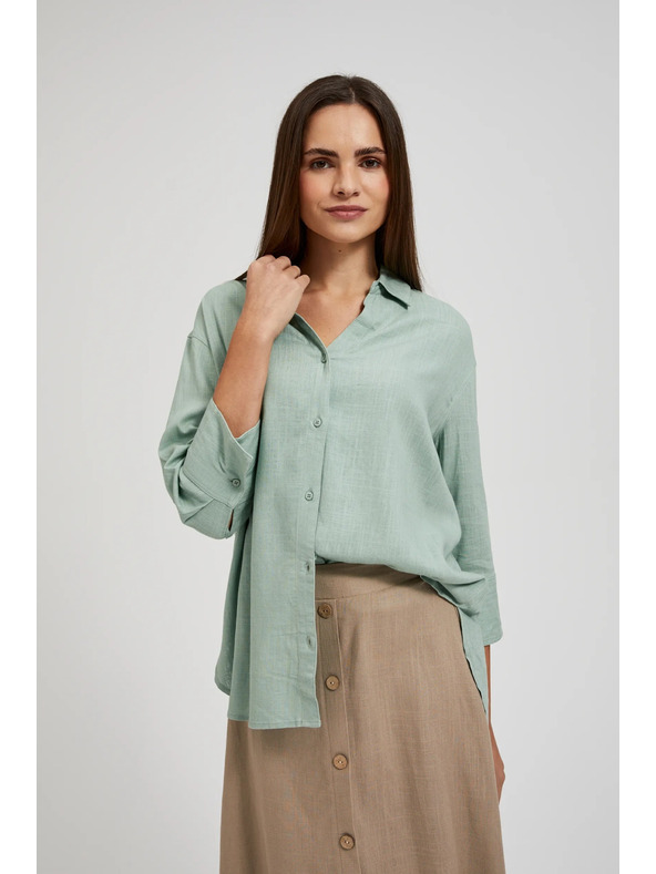 Moodo Lanena srajca olivno zelena Moodo