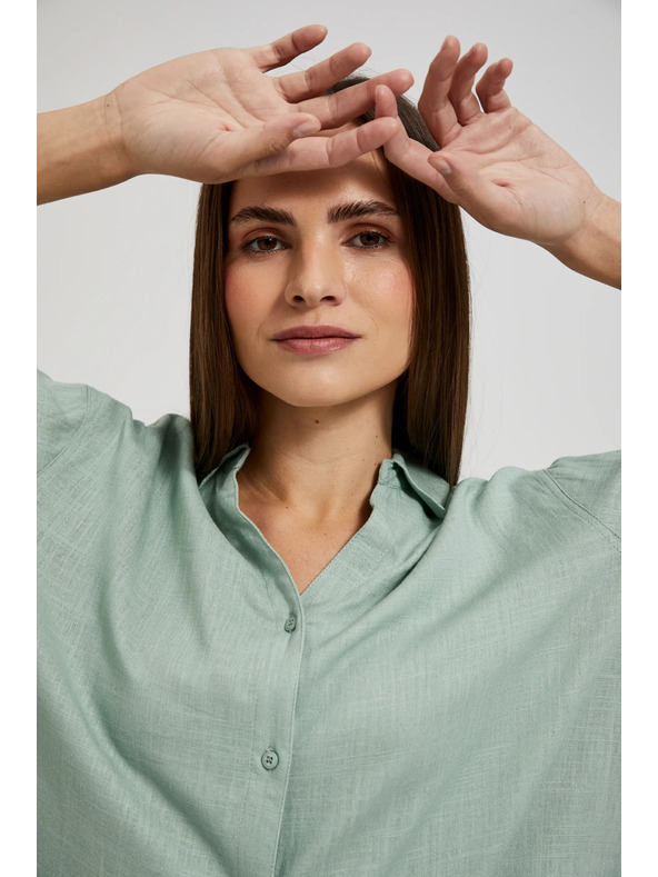 Moodo Lanena srajca olivno zelena Moodo