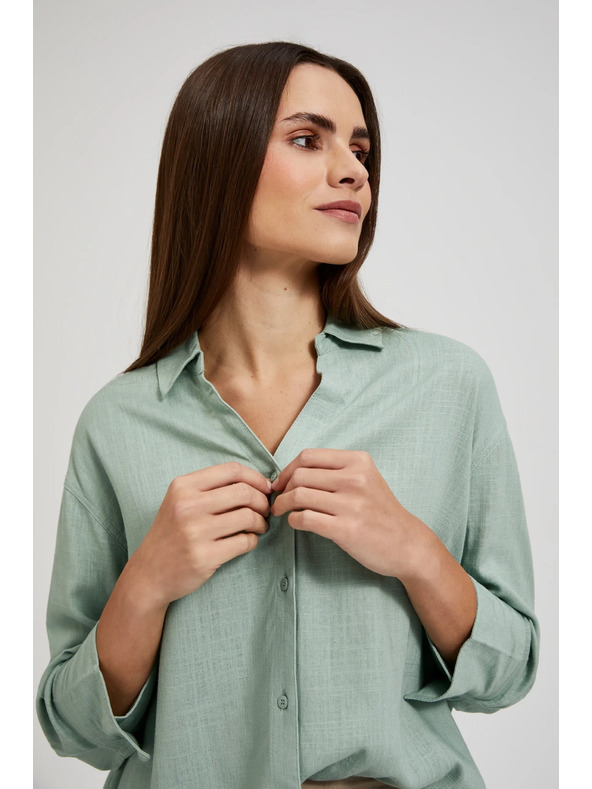 Moodo Lanena srajca olivno zelena Moodo