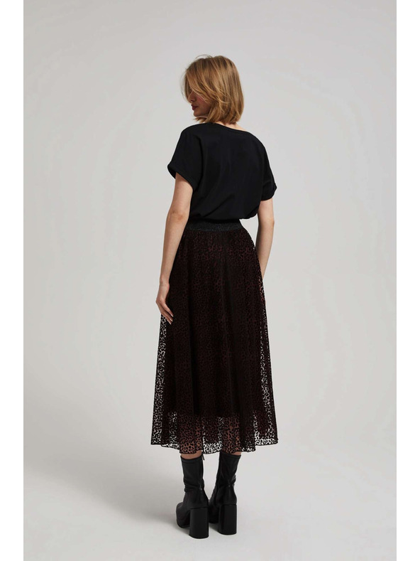 Moodo Razširjena midi krilo kostanjeve barve Moodo