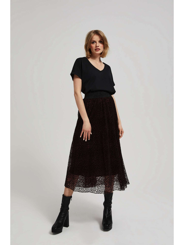 Moodo Razširjena midi krilo kostanjeve barve Moodo