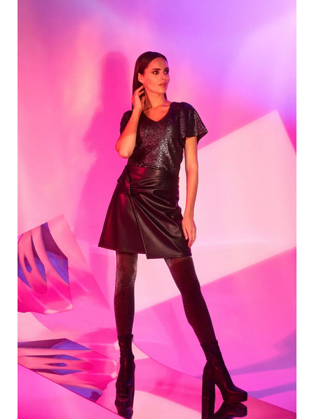 Moodo A-linijska krilo iz imitacije usnja črna Moodo