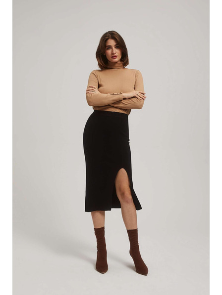 Moodo Svinčna midi krilo z rozparkom črna Moodo