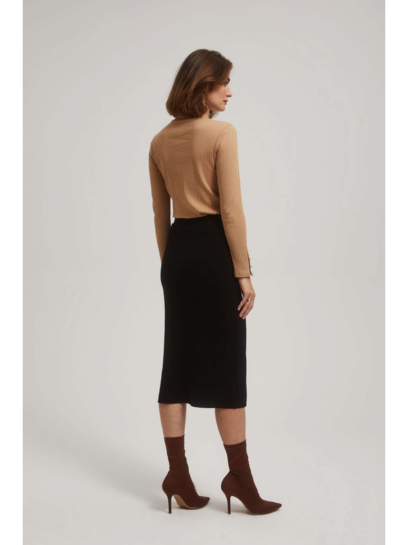 Moodo Svinčna midi krilo z rozparkom črna Moodo