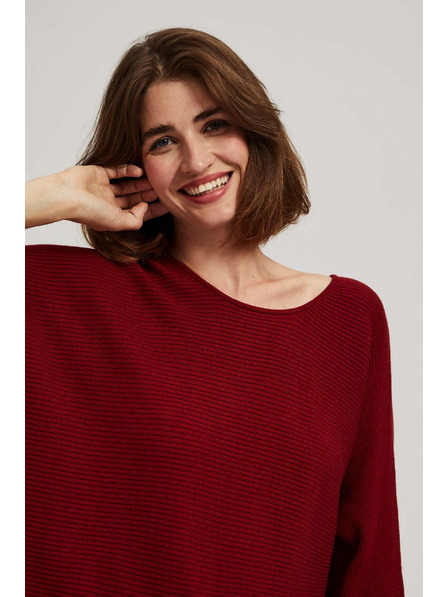 Moodo Pulover netopirjevega kroja vinsko rdeč Moodo