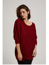 Moodo Pulover netopirjevega kroja vinsko rdeč Moodo