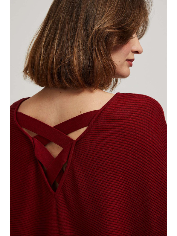 Moodo Pulover netopirjevega kroja vinsko rdeč Moodo