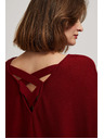 Moodo Pulover netopirjevega kroja vinsko rdeč Moodo