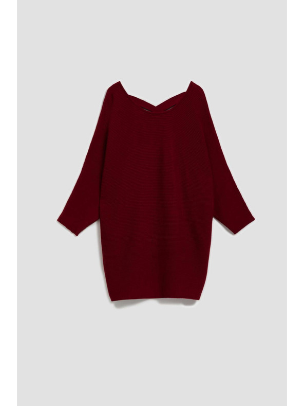 Moodo Pulover netopirjevega kroja vinsko rdeč Moodo