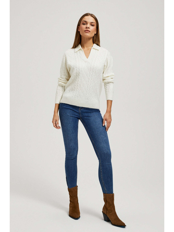 Moodo Pulover z V-izrezom in ovratnikom Moodo