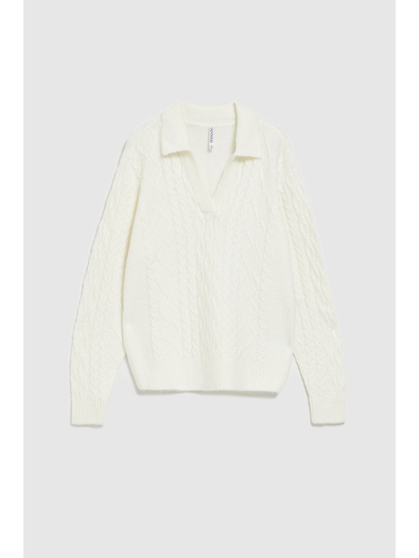Moodo Pulover z V-izrezom in ovratnikom Moodo