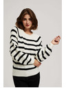 Moodo Perleasto-črn pulover s črtami in okroglim izrezom Moodo