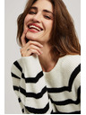 Moodo Perleasto-črn pulover s črtami in okroglim izrezom Moodo