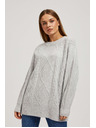 Moodo Pulover s okrasnim pletenim svetlo siv Moodo