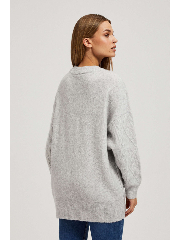 Moodo Pulover s okrasnim pletenim svetlo siv Moodo