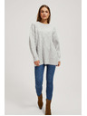 Moodo Pulover s okrasnim pletenim svetlo siv Moodo