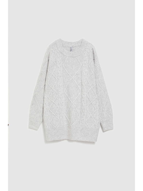 Moodo Pulover s okrasnim pletenim svetlo siv Moodo