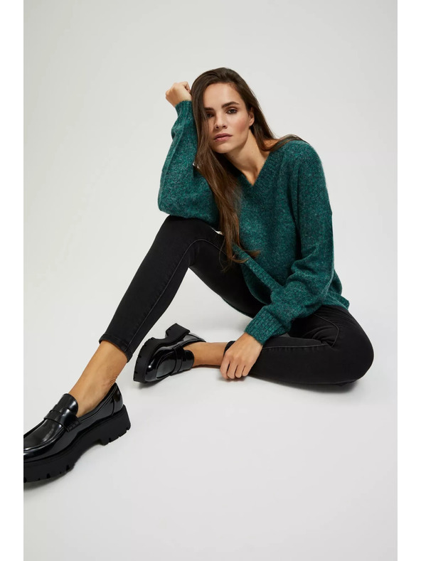 Moodo Gladek pulover z V-izrezom Moodo