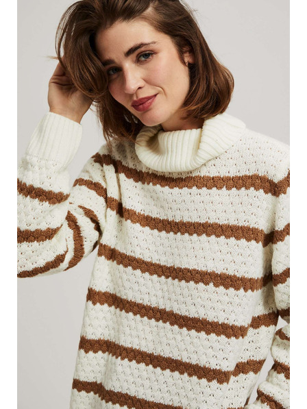 Moodo Pulover s črtami in rolakom Moodo
