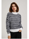 Moodo Črno-bel pulover z rolakom Moodo