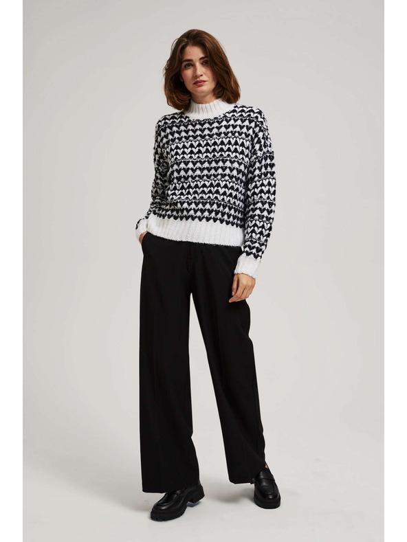 Moodo Črno-bel pulover z rolakom Moodo