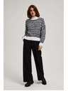 Moodo Črno-bel pulover z rolakom Moodo