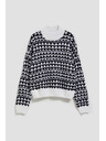 Moodo Črno-bel pulover z rolakom Moodo