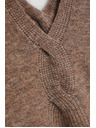 Moodo Temno béžen pulover z V-izrezom Moodo