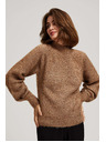 Moodo Béžev pulover z rolakom z metalnim thread-om Moodo