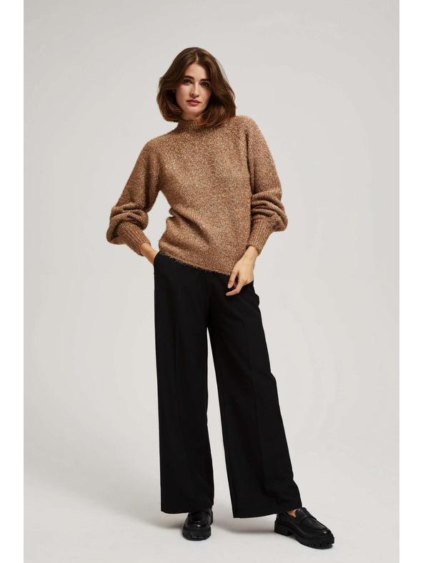 Moodo Béžev pulover z rolakom z metalnim thread-om Moodo