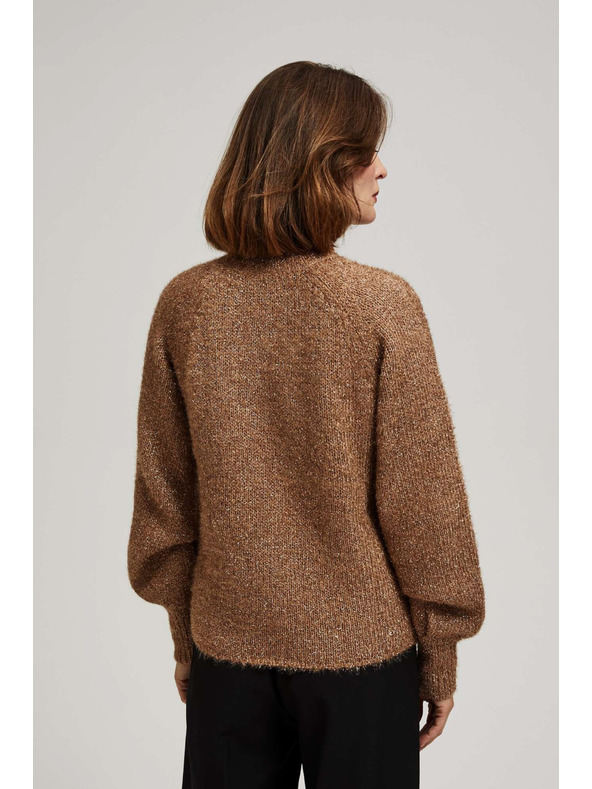 Moodo Béžev pulover z rolakom z metalnim thread-om Moodo