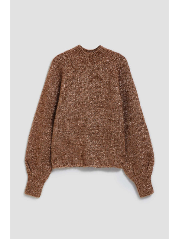 Moodo Béžev pulover z rolakom z metalnim thread-om Moodo