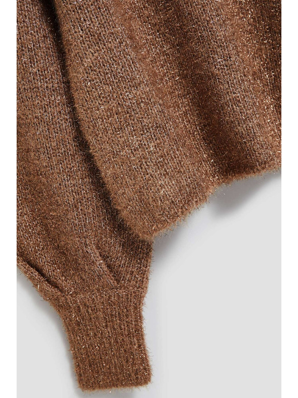 Moodo Béžev pulover z rolakom z metalnim thread-om Moodo