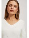 Moodo Pulover z V-izrezom in biserno ogrlico Moodo