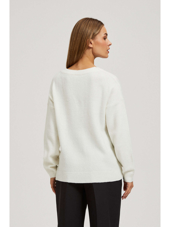 Moodo Pulover z V-izrezom in biserno ogrlico Moodo