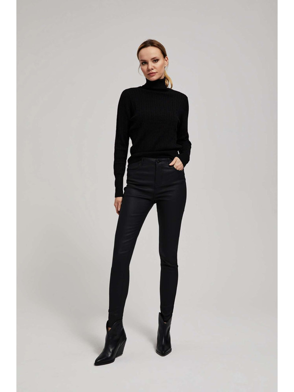 Moodo Tanek črn pulover z rolakom Moodo