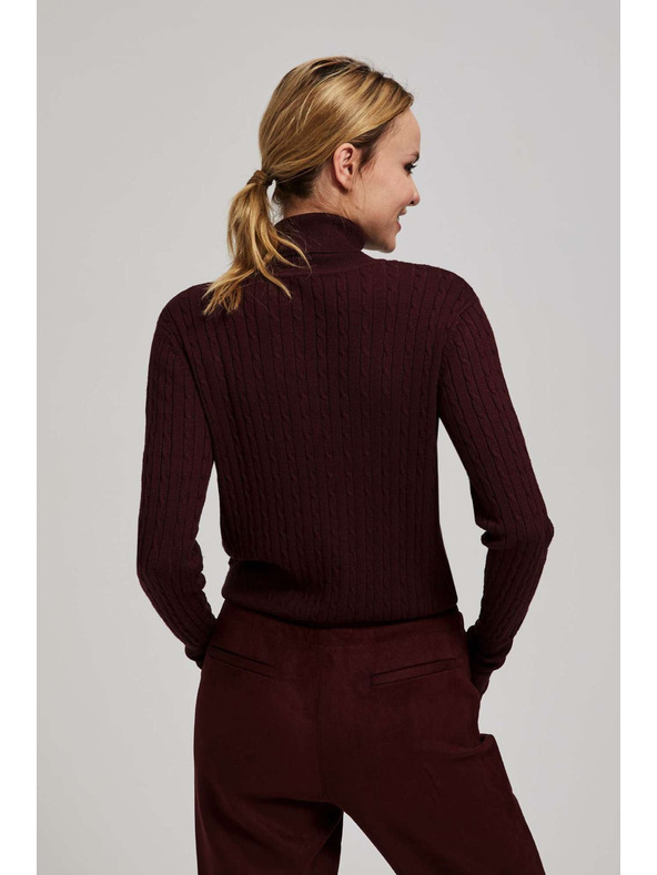 Moodo Tanek kostanjevo rjav pulover z rolakom Moodo