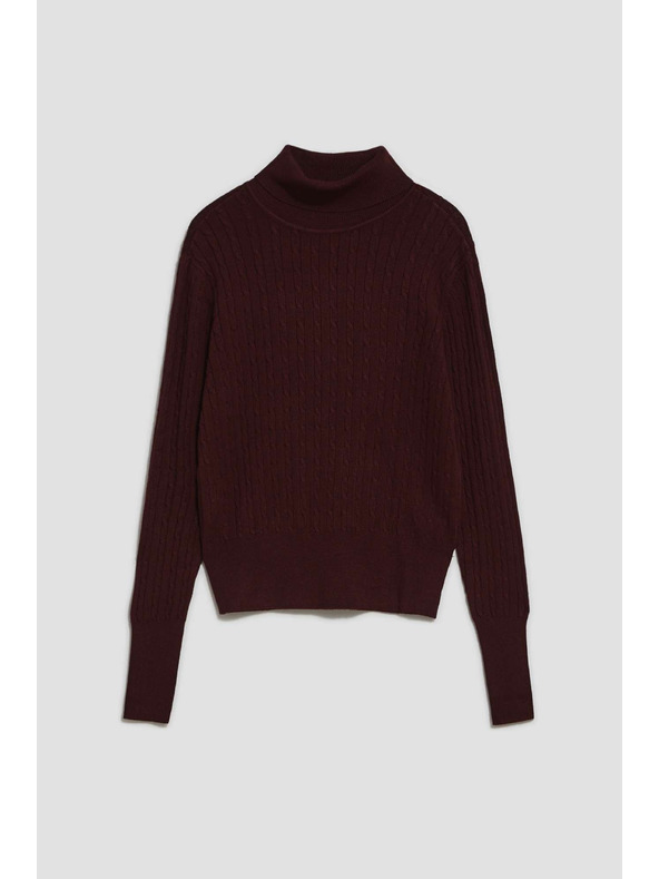 Moodo Tanek kostanjevo rjav pulover z rolakom Moodo