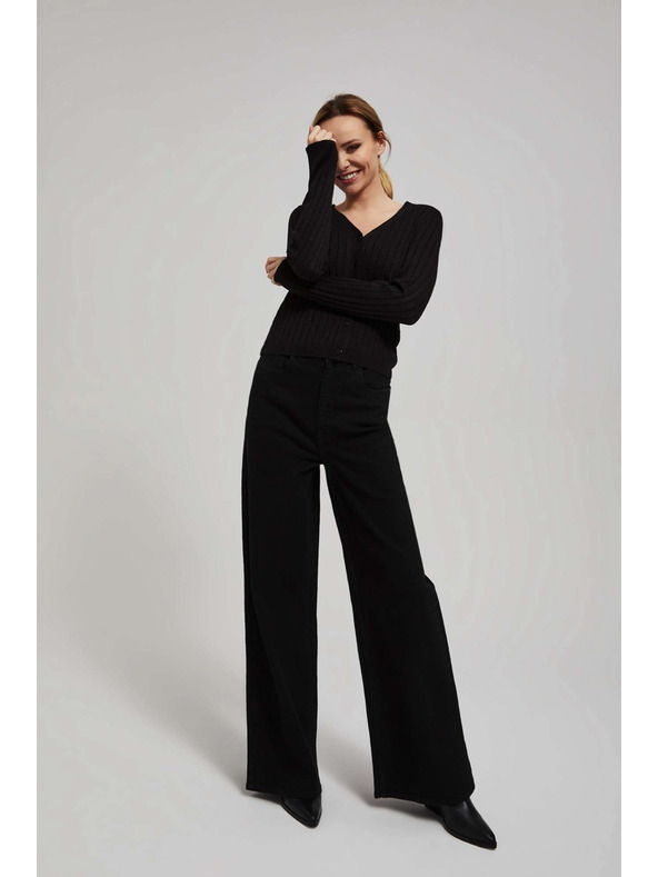 Moodo Črn pulover z metalnim thread-om Moodo