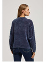 Moodo Temno moder pulover z okrasnim pletenjem Moodo