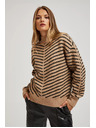 Moodo Béžno-črn pulover s črtami Moodo