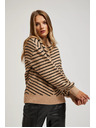 Moodo Béžno-črn pulover s črtami Moodo