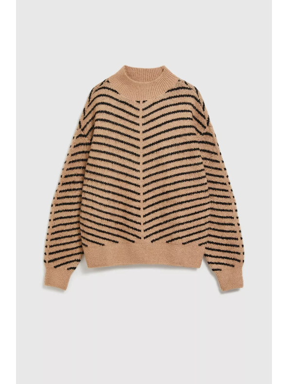 Moodo Béžno-črn pulover s črtami Moodo