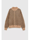 Moodo Béžno-črn pulover s črtami Moodo