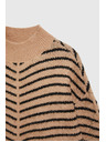 Moodo Béžno-črn pulover s črtami Moodo