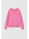 Moodo Fuksijski pulover z okrasnim pletenjem Moodo