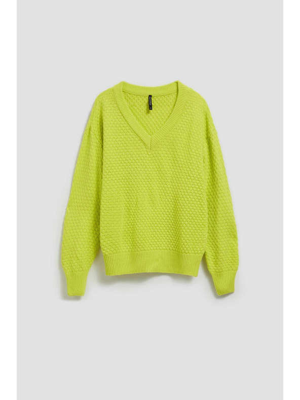 Moodo Limetkin pulover z V-izrezom Moodo